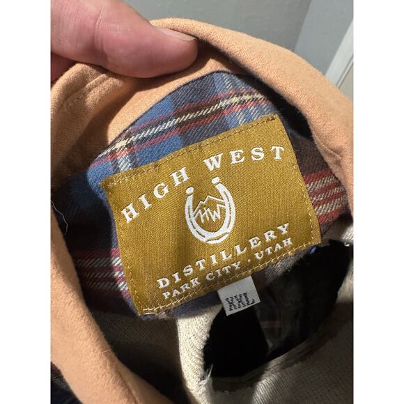 High West Distillery Flannel Shirt XXL Plaid Suede Collar Elbow Patches Whiskey - Picture 6 of 6